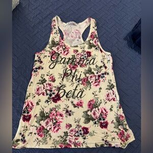 Gamma Phi Beta Floral Tank Top Size Large